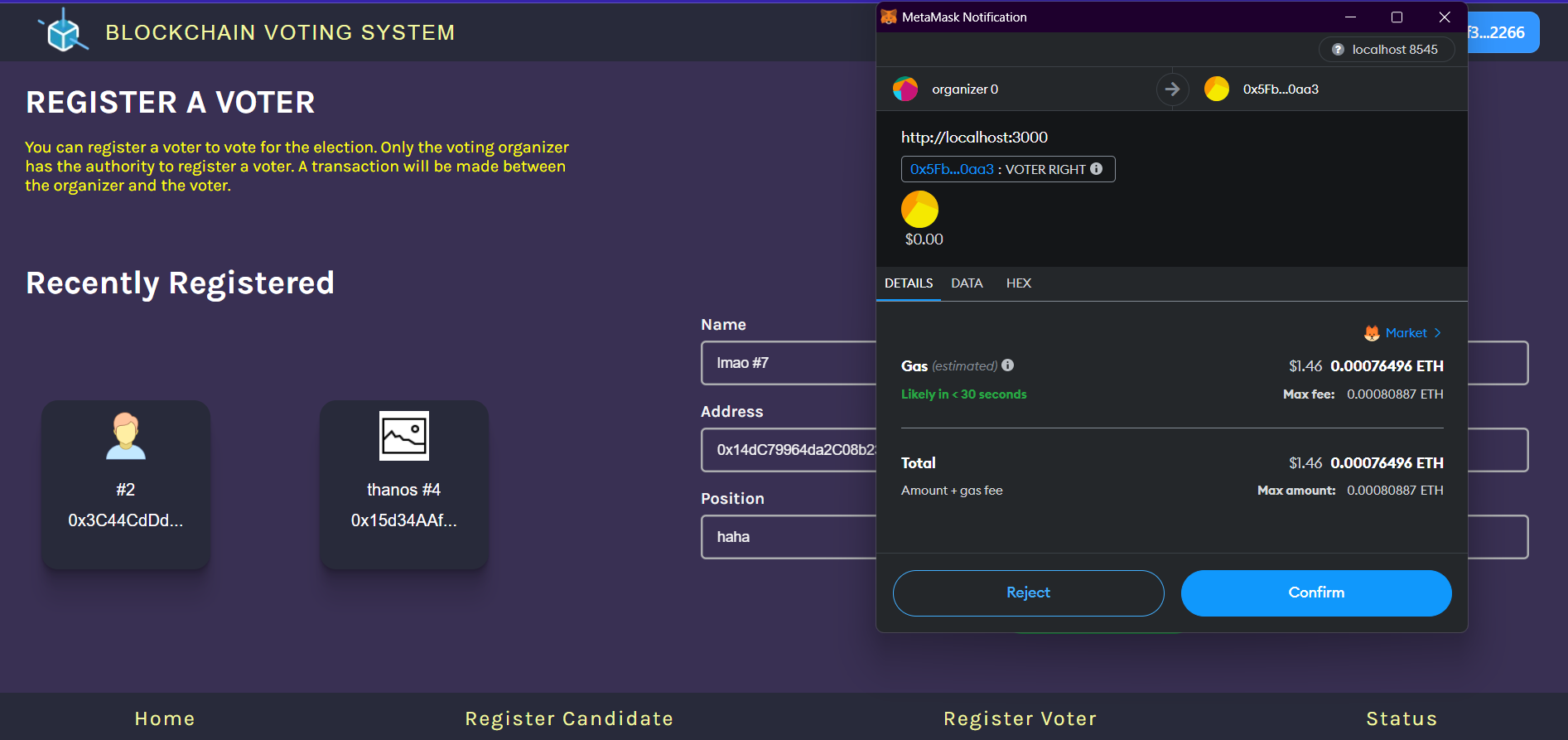 Blockchain Voting System